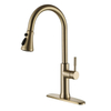 Deck Mounted Single Handle Brushed Gold Brass Copper Pull Down Kitchen Sink Faucet with Sprayer