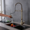 Gold Deck Mounted Single Handle Pull Out Spring Kitchen Sink Tap Mixer Faucet