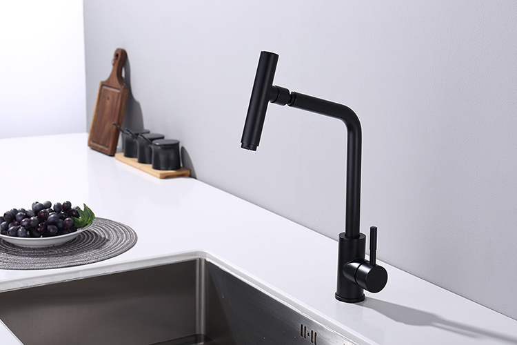 Single Handle 304 Stainless Steel Black Kitchen Sink Faucet with Pull Out Sprayer