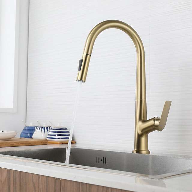 Golden Black kitchen water faucet water sink faucets tap kitchen faucet with pull out sprayer