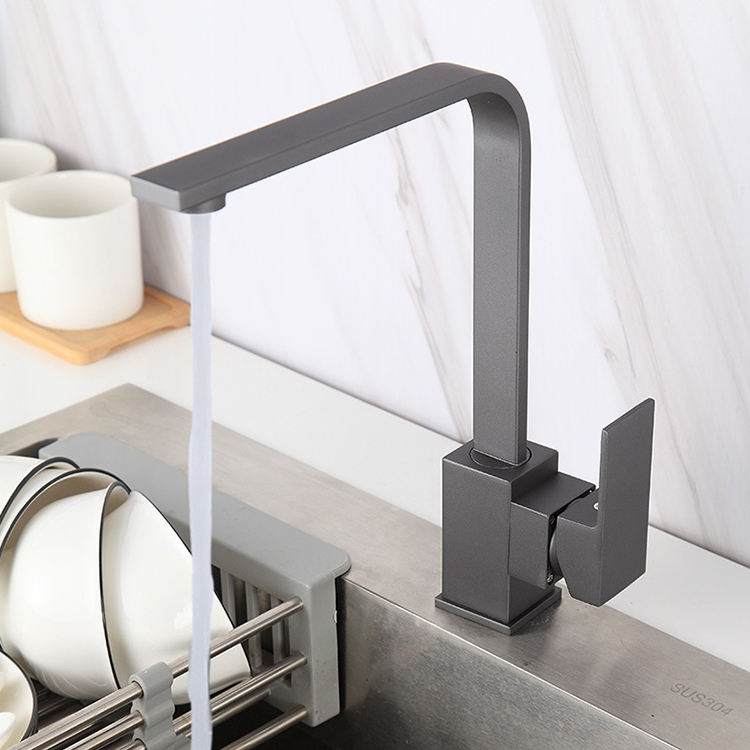 Single Handle Stainless Steel Square Kitchen Sink Faucet