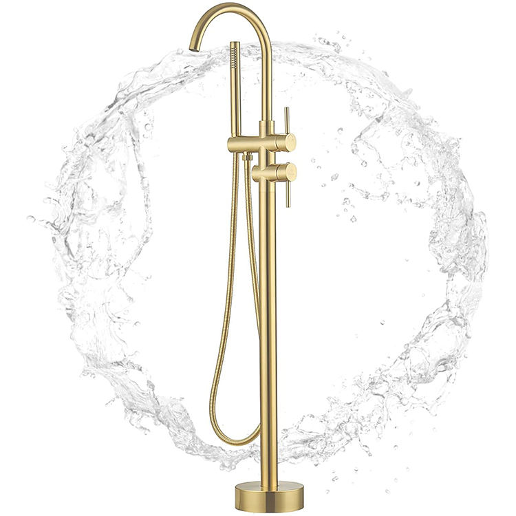 Brass Floor Mounted Freestanding Bathtub Faucet Tap