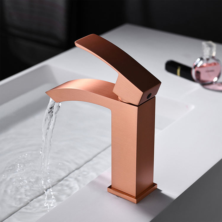 Modern SUS 304 Stainless Steel Hot Cold Function Single Handle Square Bathroom Wash Basin Mixer Faucet