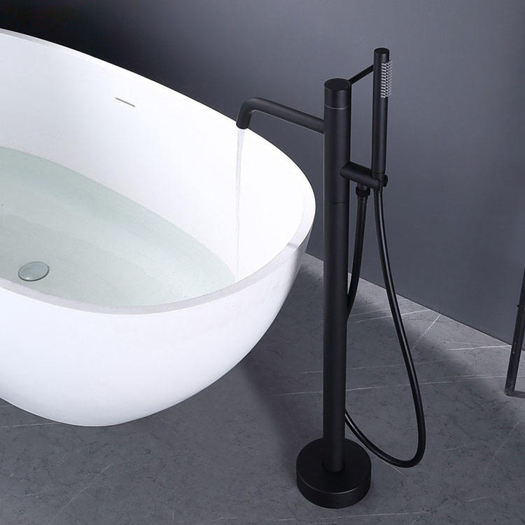 Bathroom Bath Tub Faucet Floor Standing Tap Freestanding Bathtub Water Mixer Black