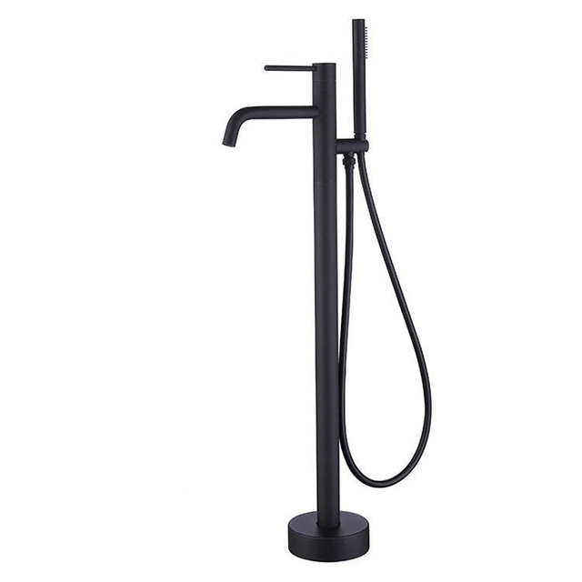 Bathroom Bath Tub Faucet Floor Standing Tap Freestanding Bathtub Water Mixer Black