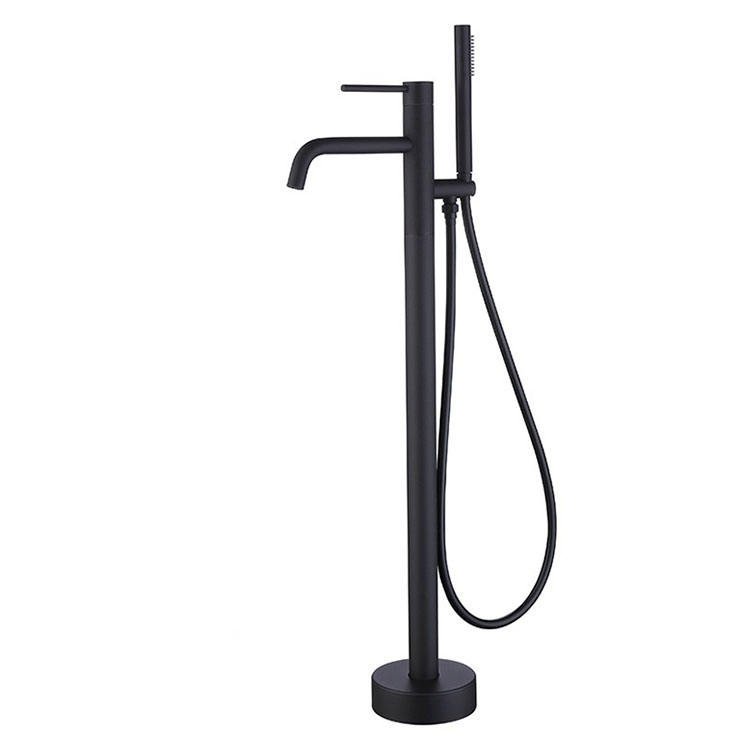 Bathroom Bath Tub Faucet Floor Standing Tap Freestanding Bathtub Water Mixer Black