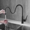 Deck Mounted Hot and Cold Brass Kitchen Sink Faucet Pull Down Black