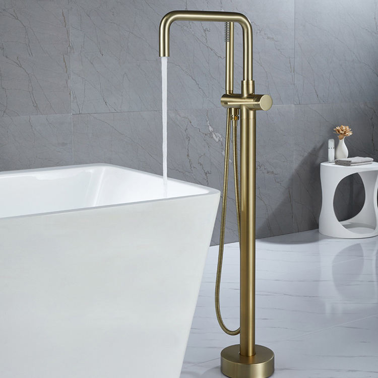 Tub Filler Floor Mounted Freestanding Brass Bathtub Mixer Faucet Black