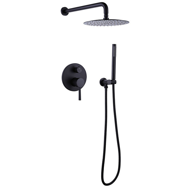 Black Two Function Hot and Cold Bathroom Concealed Rain Shower Mixer Set