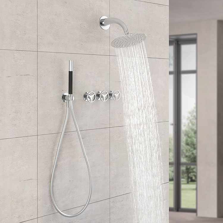 Gold Black Concealed Shower Systems Wall Mount Shower Mixer Set