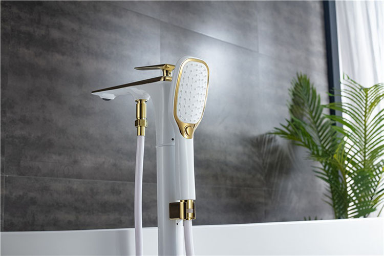 Black White Floor Mounted Free Standing Freestanding Bathtub Faucet