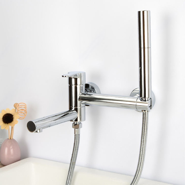 Wall Mounted Single Handle Gold Bathtub Faucet Tub Filler Tap