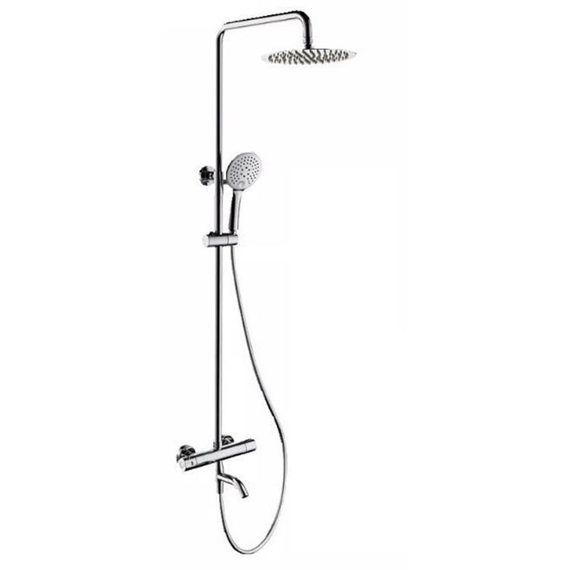 Brass Exposed Wall Mounted Bathroom Rain Shower Mixer Set