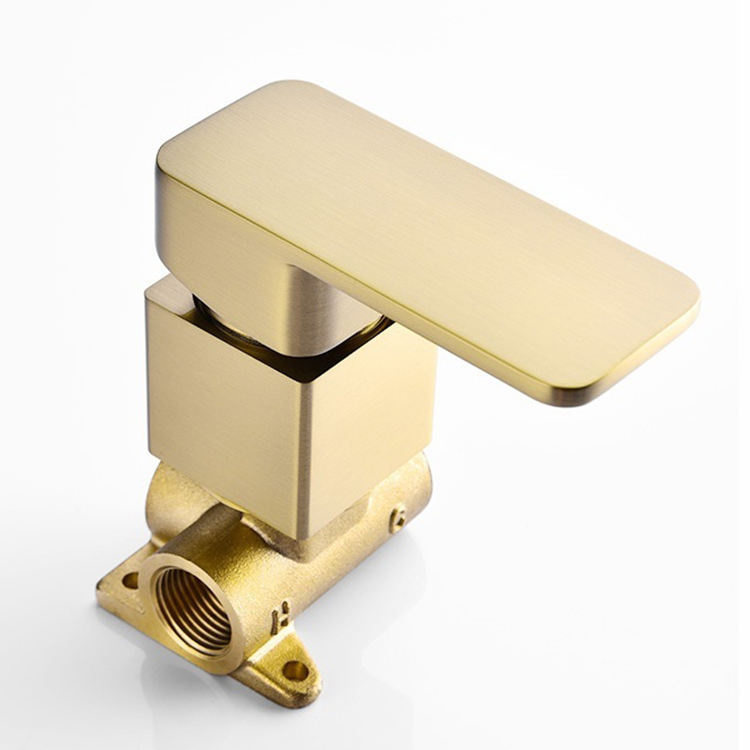 Bathroom Wall Mounted Concealed Brass Brushed Gold Waterfall Split Basin Faucet