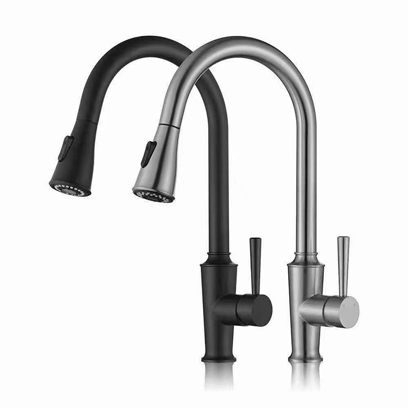 Brass Black Chrome Stainless Steel Hot and Cold Pull Out Kitchen Faucet Mixer Tap