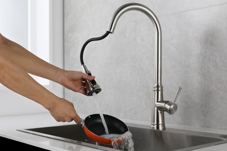 Retractable Kitchen Water Mixer 304 Stainless Steel Pull Down Kitchen Faucet