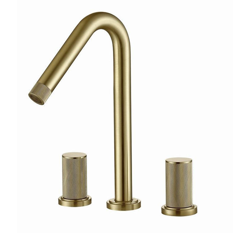 Deck Mounted Wash Basin Mixer Tap Widespread Bathroom Faucet