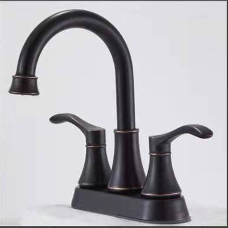 American Stainless Steel Black Double Handle 4" Centerset Bathroom Basin Sink Faucet Tap