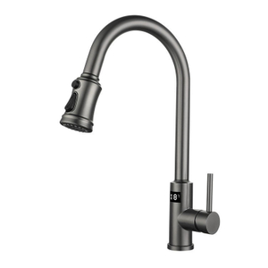 Single Handle Hot Cold Function Brass Material Gun Grey Color Pull Out Kitchen Sink Faucets Mixer