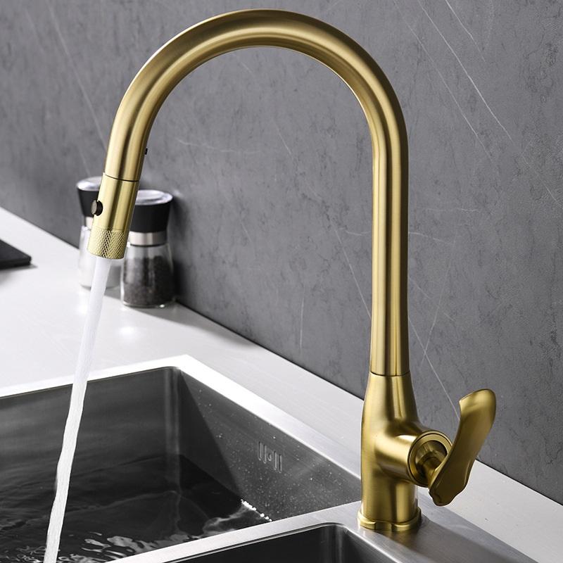 360 Degree Rotating Kitchen Sink Faucet Mixer Pull Down Gold