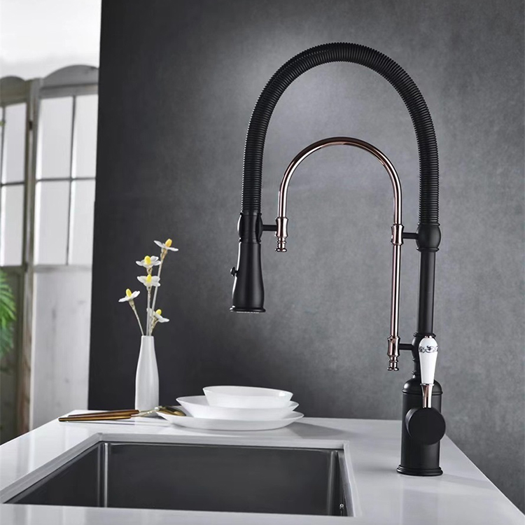 Deck Mounted Single Hole Flexible Hose Kitchen Sink Faucet