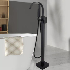 Bathroom Tub Filler Single Handle Freestanding Brass Bathtub Faucet Black