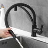 Single Hole Deck Mounted Brass Chrome Black Silicon Flexible Hose Kitchen Sink Faucet Tap
