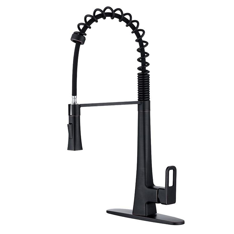 ORB Single Handle Spring Kitchen Faucet with Pull Down Sprayer