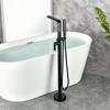 Brass Roman Tub Filler Floor Standing Freestanding Bathtub Faucet Black