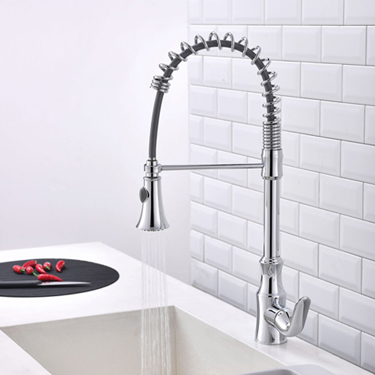 Hot and Cold Kitchen Sink Water Tap Pull Out Spring Kitchen Faucet