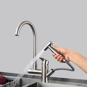 SUS304 Stainless Steel Single Handle Pull Out Kitchen Tap Faucet