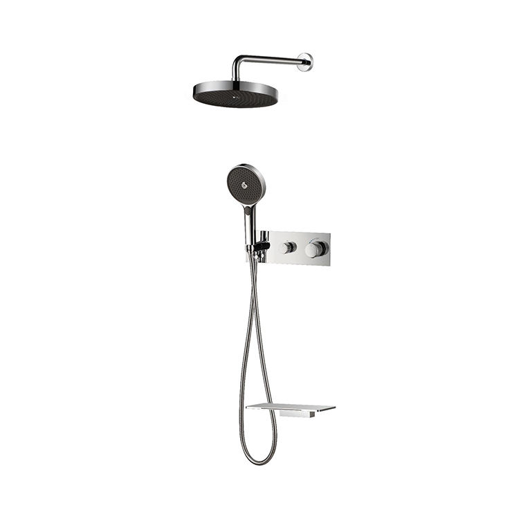 In Wall Mount Brass Black Chrome Concealed Rainfall Shower Mixer Set for Bathroom