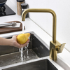 Square Arc Single Handle Hot and Cold Brass Kitchen Sink Mixer Tap Faucet