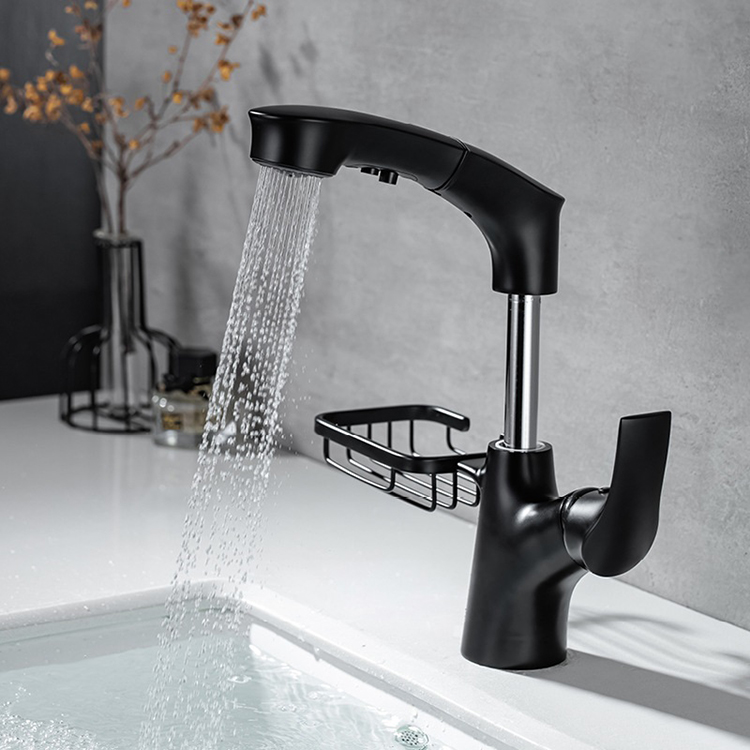 Wash basin faucet gun gray pull down bathroom taps bathroom faucet with pull out sprayer