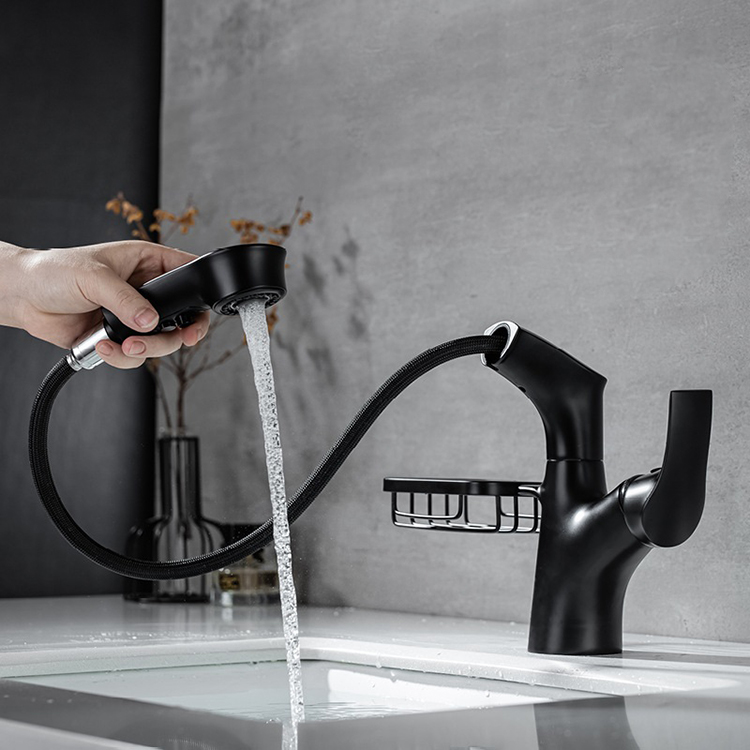 Wash basin faucet gun gray pull down bathroom taps bathroom faucet with pull out sprayer