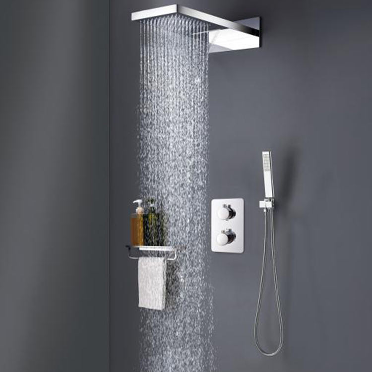 Chrome Bathroom In Wall Mounted Concealed Rain Shower Faucet Set