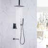 Brass Bathroom Concealed Black Shower Faucet Set