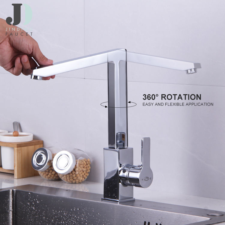 JINDING Manufacturer Deck Mounted Single Handle 360 Rotation Kitchen Sink Faucet