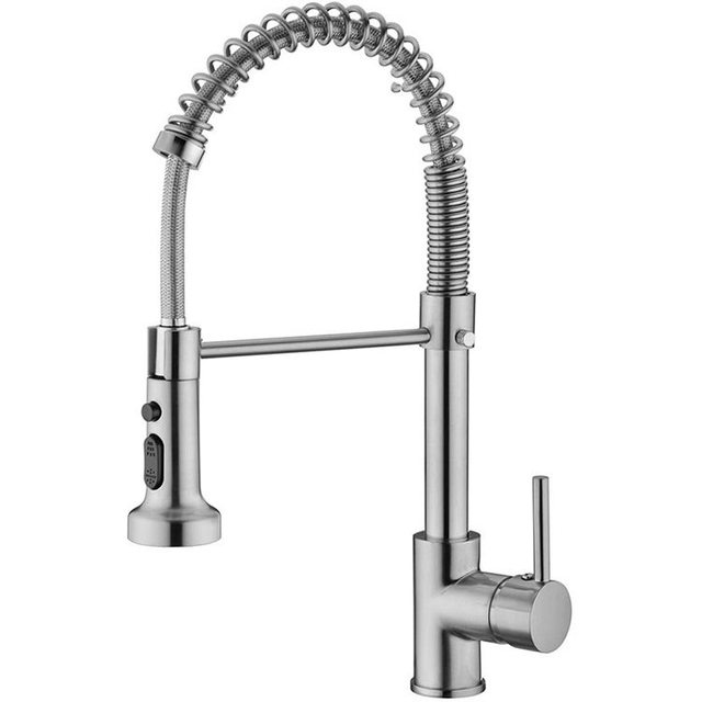 Hot and Cold Water Tap 304 Stainless Steel Semi Pro Pull Down Spring Kitchen Sink Faucet