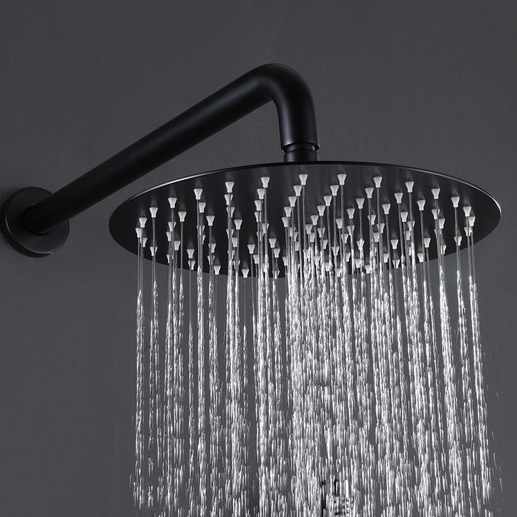 Black Two Function Hot and Cold Bathroom Concealed Rain Shower Mixer Set