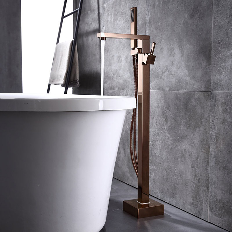 Brass Black Chrome Free Standing Bath Tub Tap Floor Mounted Bathtub Mixer Faucet