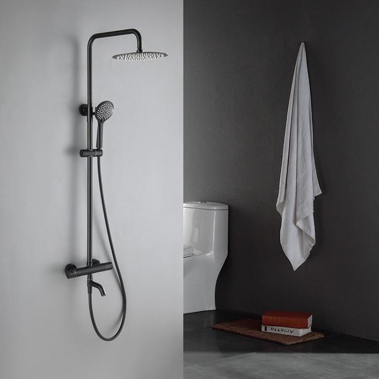 Brass Exposed Wall Mounted Bathroom Rain Shower Mixer Set