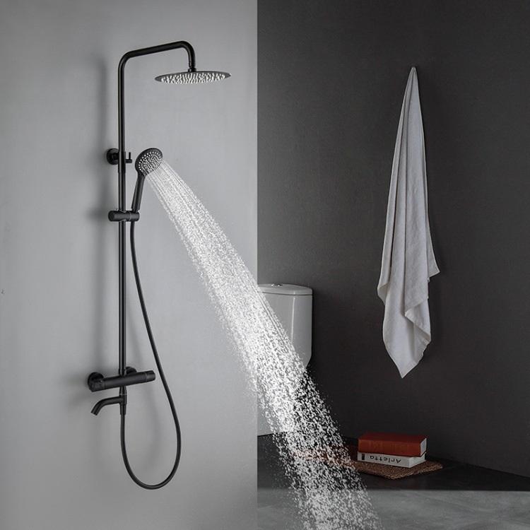 Brass Exposed Wall Mounted Bathroom Rain Shower Mixer Set