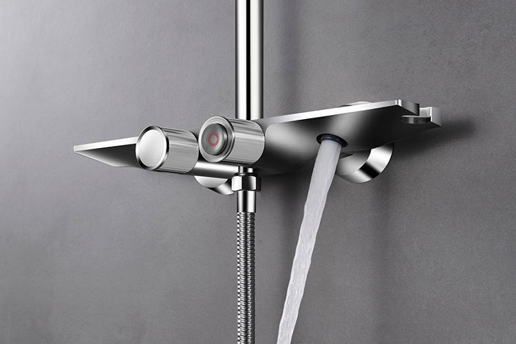 Gun Metal Grey Brass Exposed Thermostatic Shower Faucet Set
