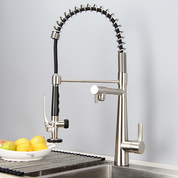 Single Lever Pull Out Spring Kitchen Faucet Taps Mixer