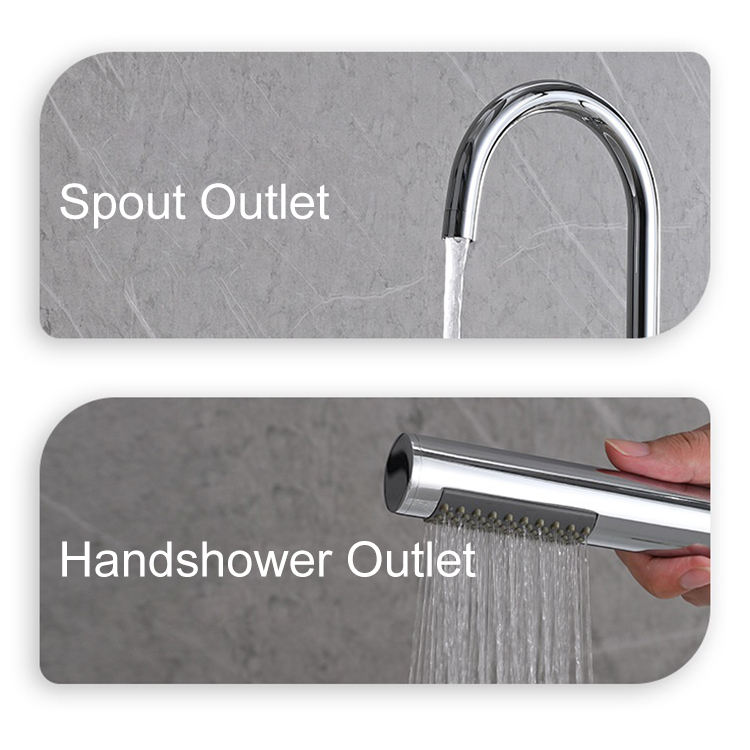 Two Handles Freestanding Tub Filler Floor Mounted Bathtub Faucets