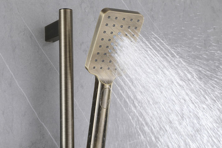 Brushed Gold Concealed Hidden Built In Wall Shower System Set Bathroom with Rough-in Valve