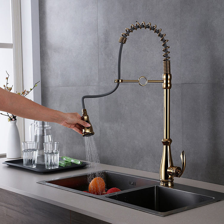 spring kitchen faucet brass kitchen faucet pull out kitchen tap gold chrome black high quality