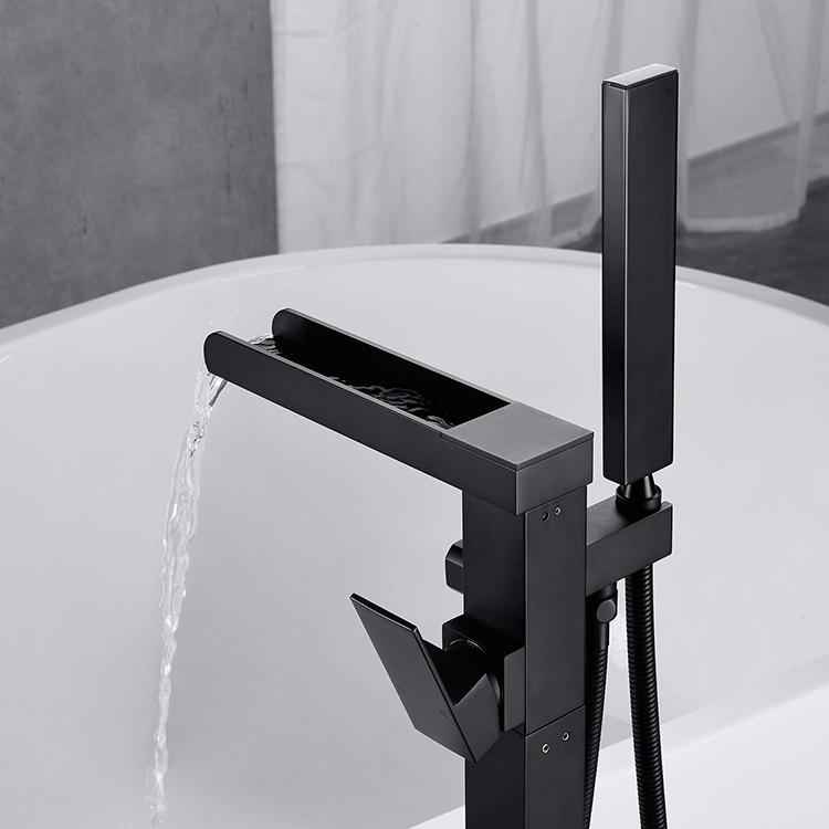 Waterfall Tub Filler Floor Mounted Freestanding Bathtub Faucet