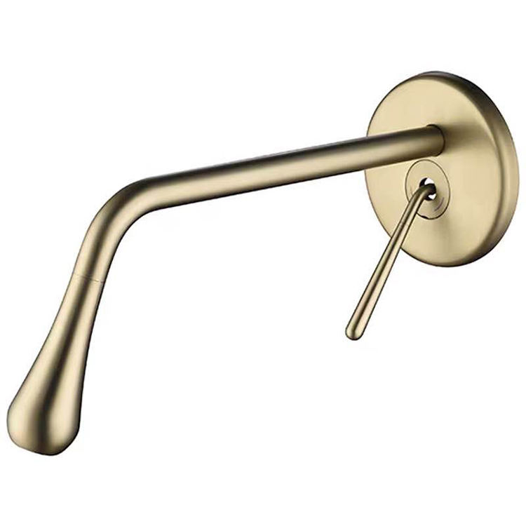 Inwall Wall Mounted Single Handle Hot and Cold Water Concealed Gold Wash Basin Faucet